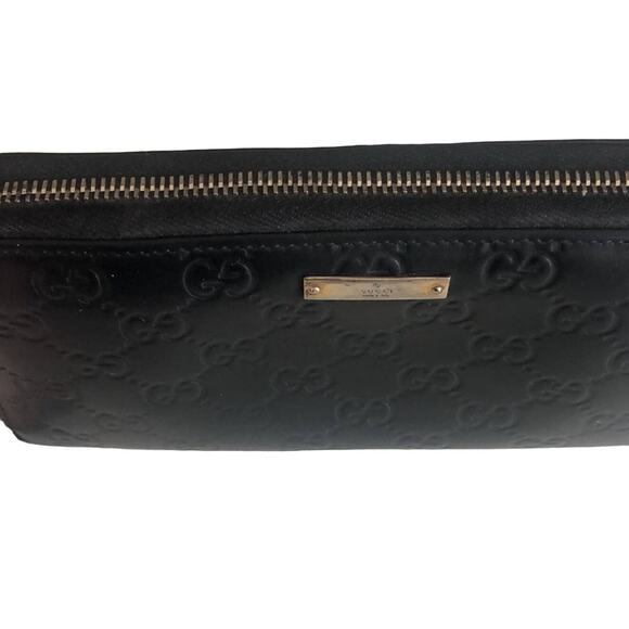 Gucci Black Guccissima Zip Around Long Wallet GG Signature leather - Picture 2 of 12